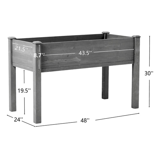 Elevated Raised Garden Bed with Legs 48x24x30in Fir Wood