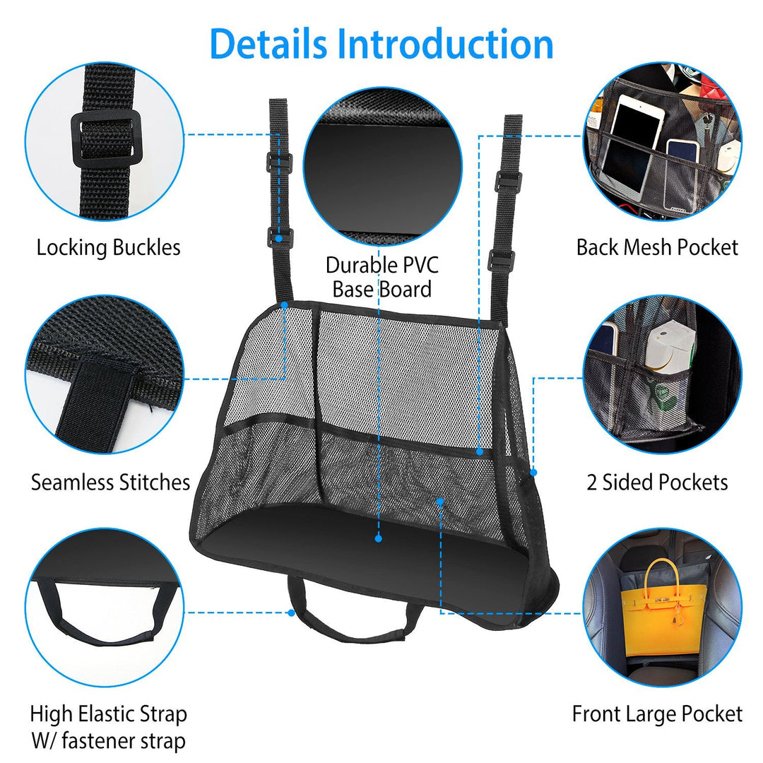 Car Net Pocket Handbag Holder Car Storage Netting Pouch Seat Side Storage Mesh Organizers Bag For Purse Phone Documents Barrier Pets Kids At Backseat