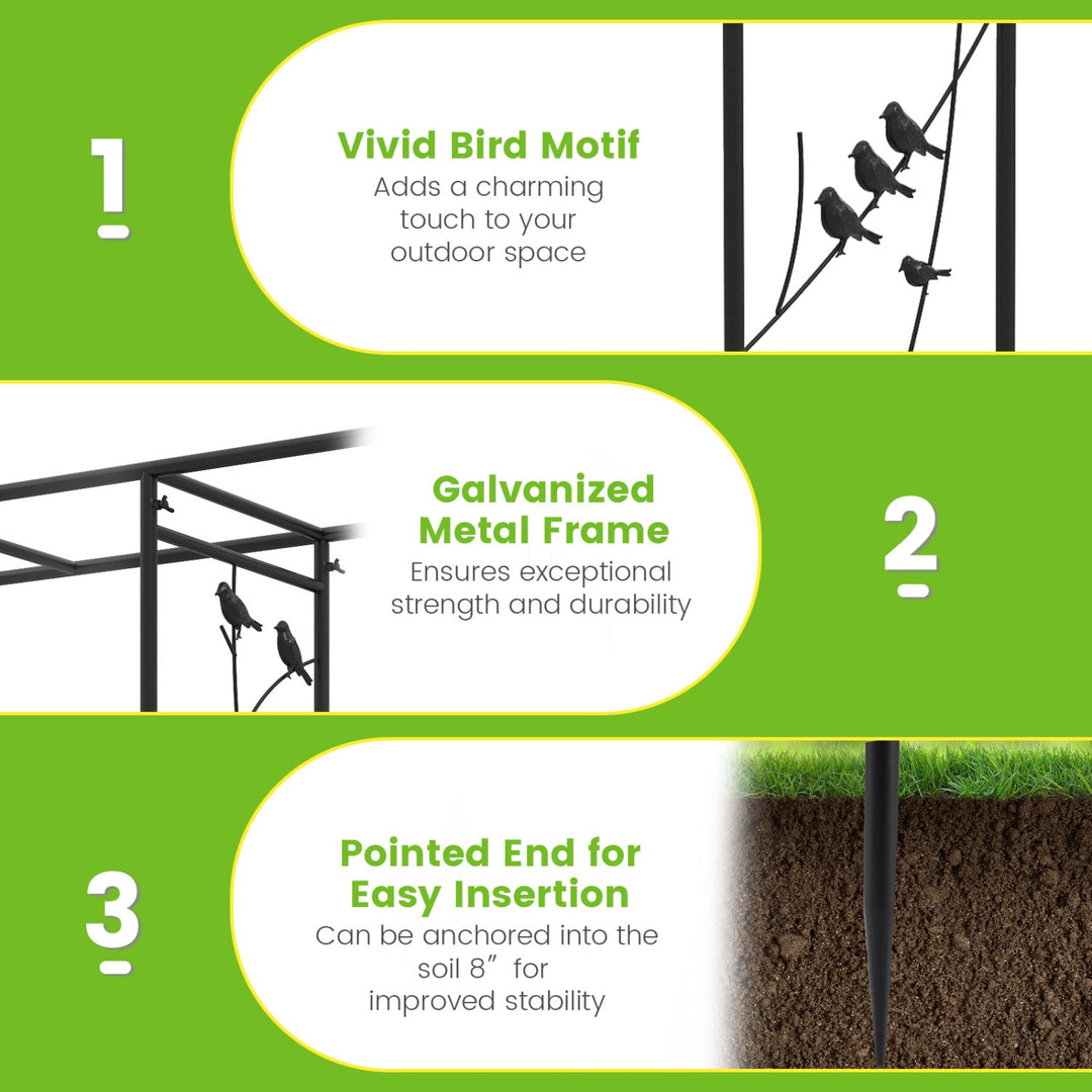 Garden Arbor with Bird Feeding Station 84 Inch Black