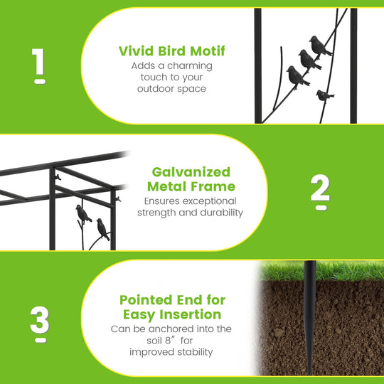 Garden Arbor with Bird Feeding Station 84 Inch Black