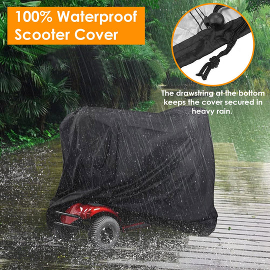 Scooter Protective Cover Waterproof Motorcycle Mobility Wheelchair Shelter Protector with Storage Bag against Sun Water Dust 74.8x28x46.1in