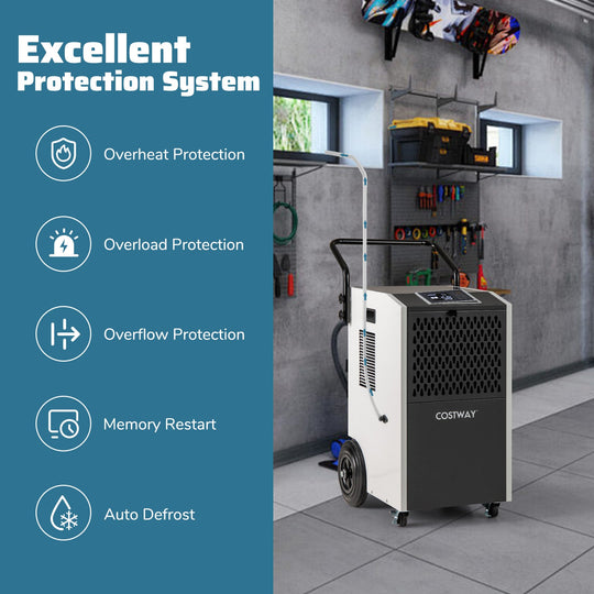 154 Pints Commercial Dehumidifier with Pump and Drain Hoses