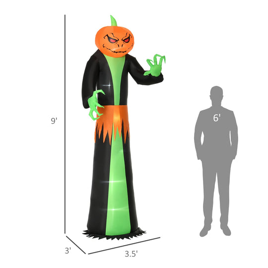9 FT Inflatable Pumpkin Ghost with LED Lights