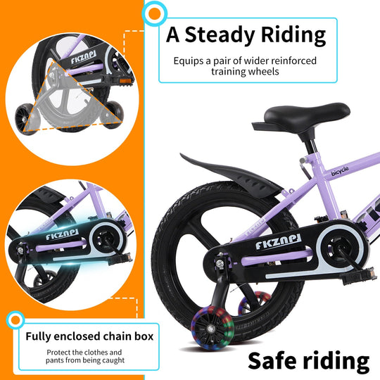 16-18 Inch Kids Bike with Training Wheels and Adjustable Seat