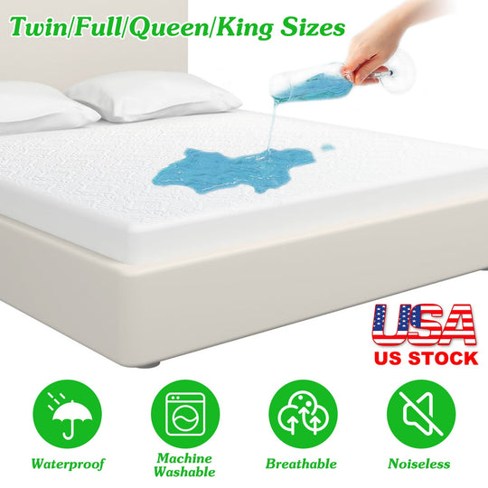 Queen Size Waterproof Mattress Protector Breathable Soft Cotton Mattress Pad Cover With Elastic Deep Pocket Up To 11in Noiseless Machine Washable Bedd
