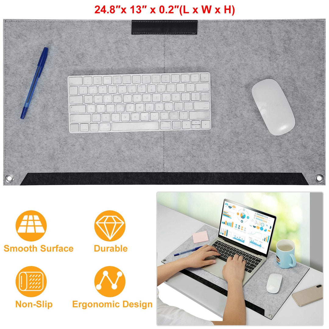 Extended Gaming Mouse Pad Soft Felts Table Mouse Pads Non-Slip & Dust-Proof Desk Pad Anti-Scratch Desk Pad Keyboard Mat (24.8 x 13 x 0.2in) for Work &