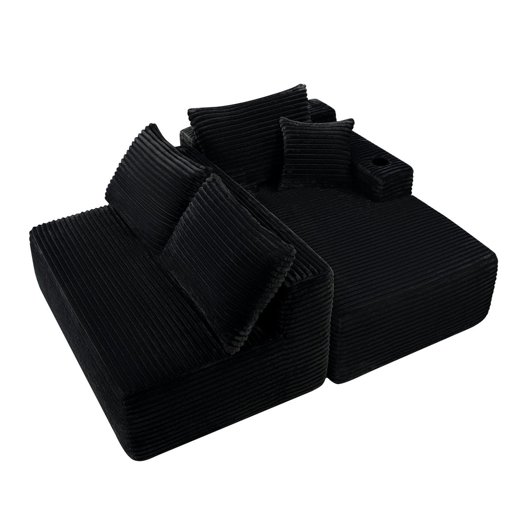 96" L-Shaped Sectional Sofa with Chaise in Plush Corduroy