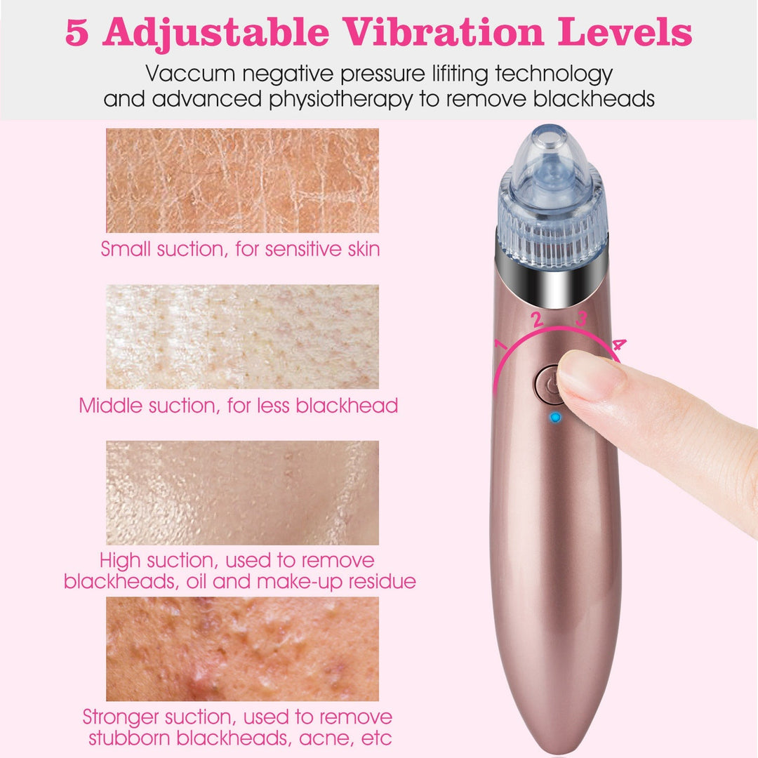 Electric Blackhead Remover Vacuum Suction Facial Pore Cleaner Acne Pimple Extractor Skin Care Cleaning Tool with 4 Suction Head