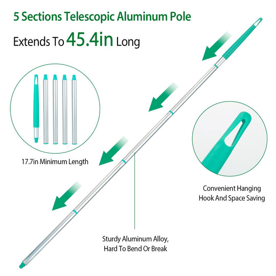 US Swimming Pool Vacuum Head Brush Cleaner Telescopic Pole Fountain Cleaning Tool w/ Bag For Above Ground Pool Spas Ponds