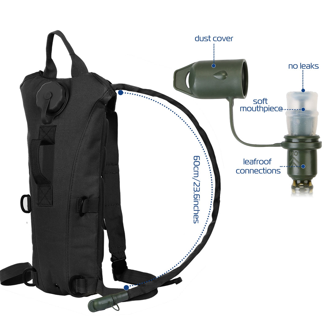 iMounTEK Tactical Hydration Pack 3L Water Bladder Adjustable Water Drink Backpack for Hiking Cycling Climbing Running