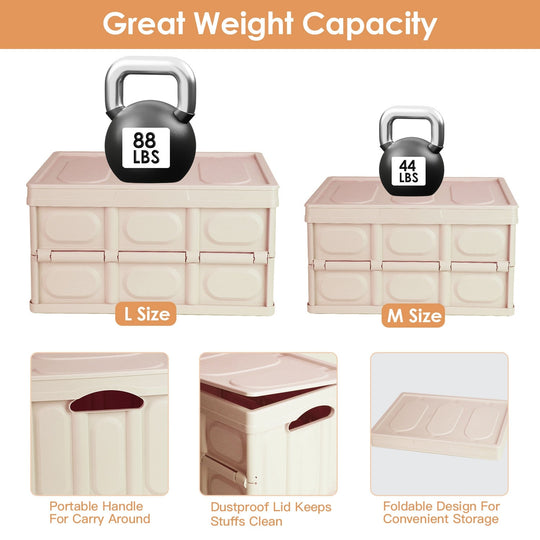 2Pcs 30L Collapsible Storage Bins With Dustproof Lid Waterproof Interior Bag Handle Stackable Storage Box Container Utility Organizer Crate For Campin