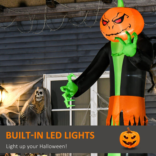 9 FT Inflatable Pumpkin Ghost with LED Lights