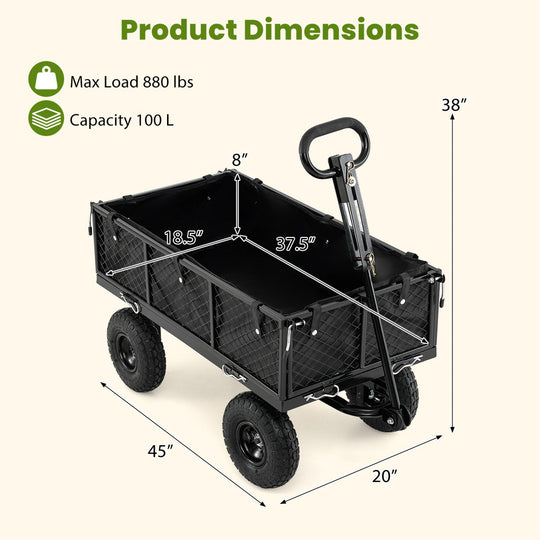 880 lbs Utility Wagon Flatbed with Removable Oxford Cloth Liner