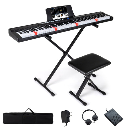 88-Key Electric Piano Keyboard with Adjustable Stand and Portable Bag