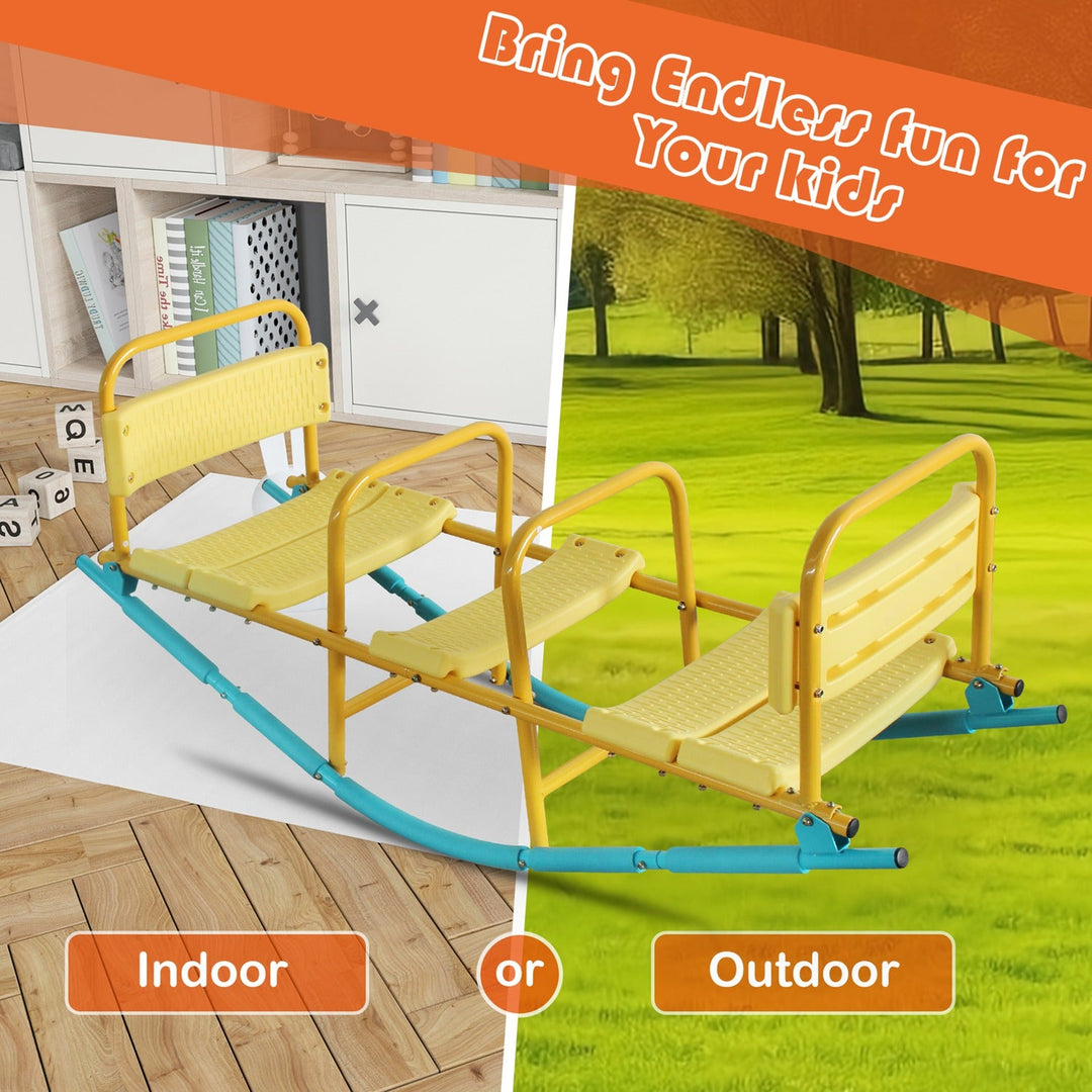3-Seat Rocking Seesaw for Kids with Safety Handles & Backrests