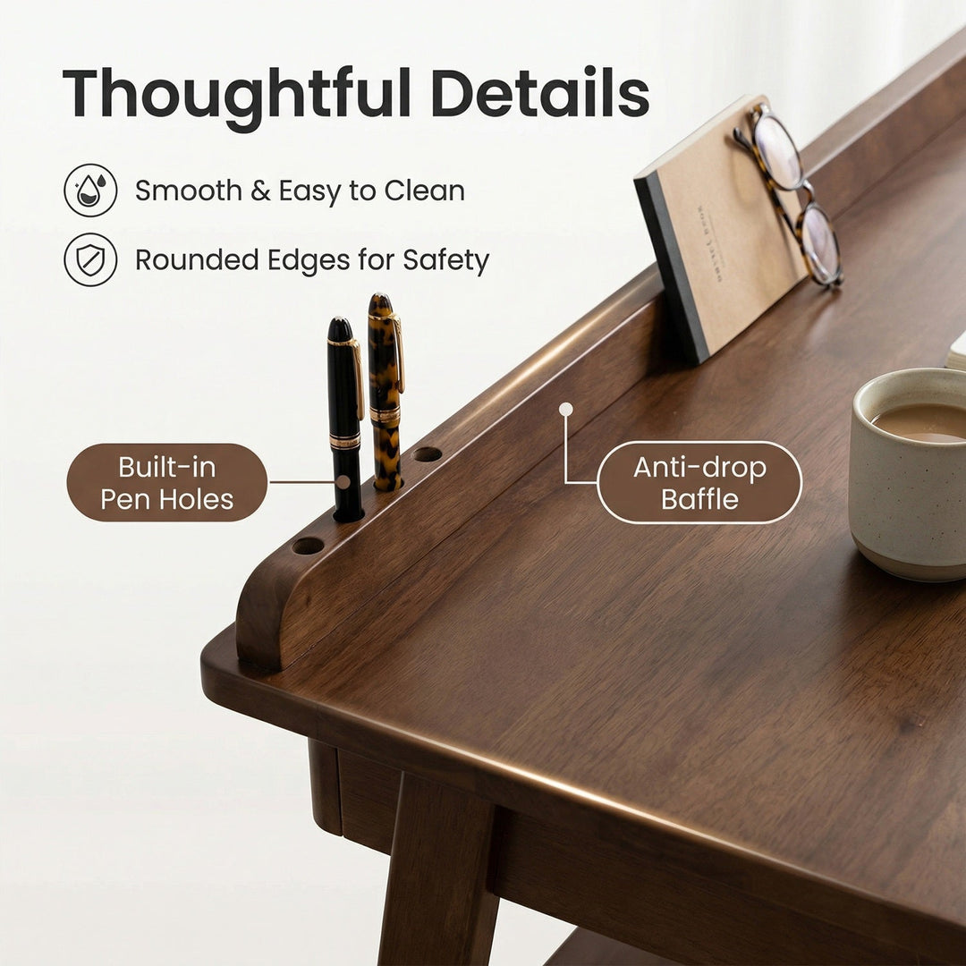 Solid Wood Desk with Drawers for Home Office