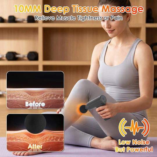 Mini Massage Gun with 6 Speeds and 5 Interchangeable Heads