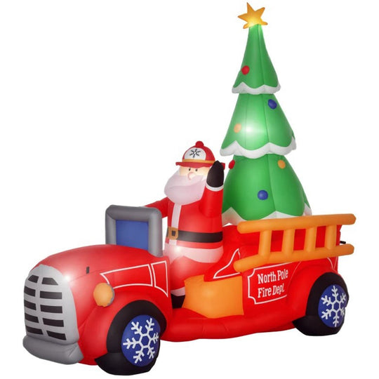 7.5FT Inflatable Santa Truck with LED Christmas Tree Decoration