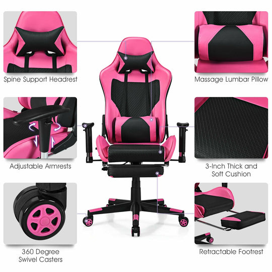 PU Leather Gaming Chair with USB Massage