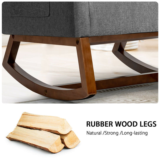 Rocking High Back Upholstered Lounge Armchair with Side Pocket