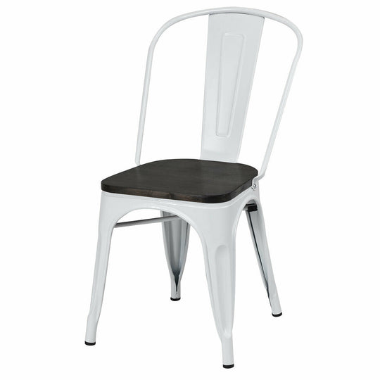 4 Pieces Tolix Style Metal Dining Side Chair Stackable Wood Seat