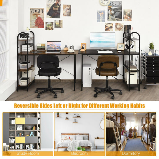 48-Inch Reversible Computer Desk with Storage Shelf