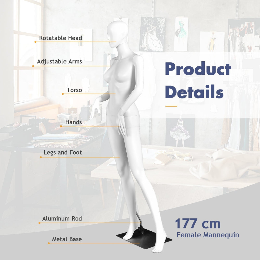 5.8 ft Plastic Female Mannequin Adjustable Detachable Manikin with Metal Stand
