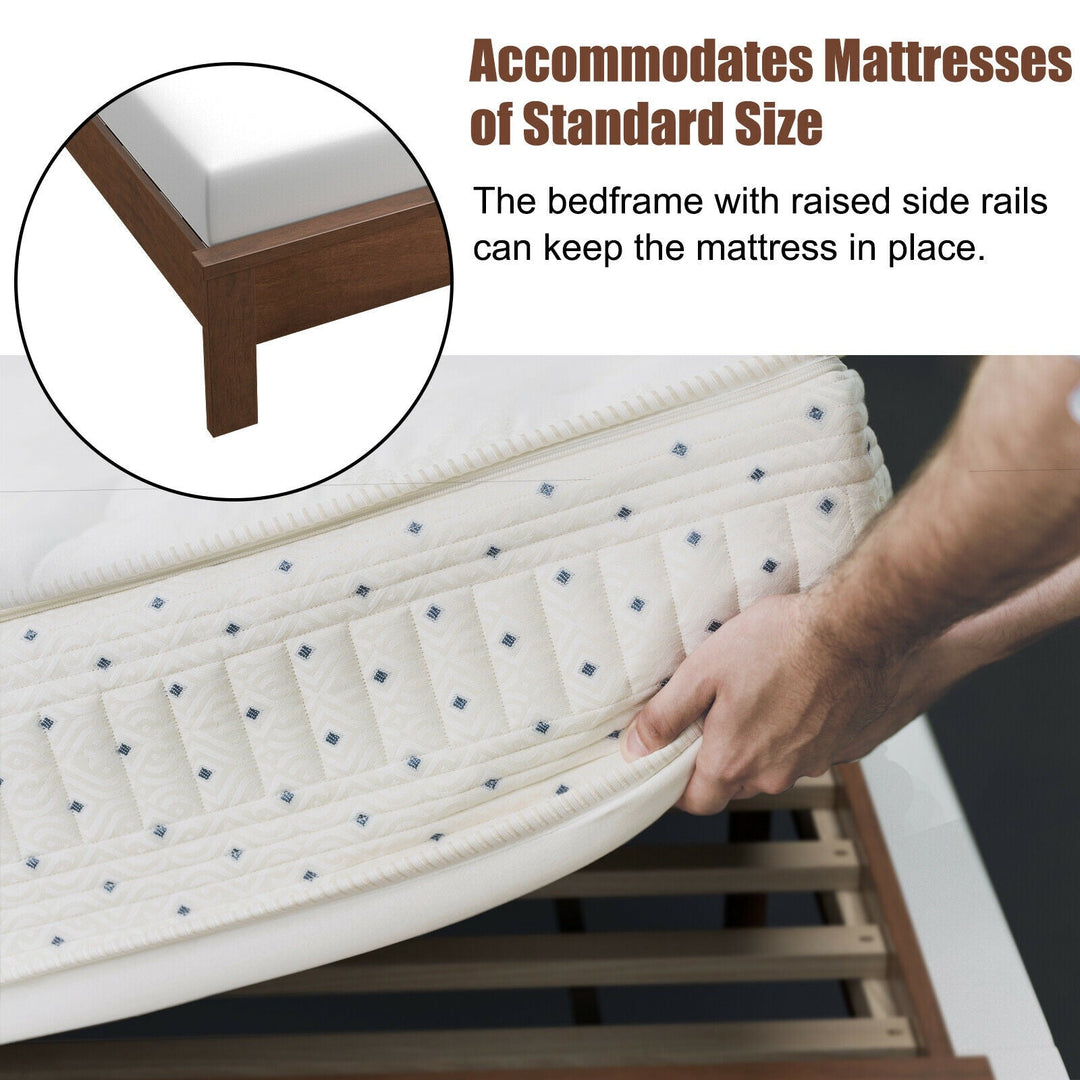 Full Size Platform Slat Bed Frame with High Headboard