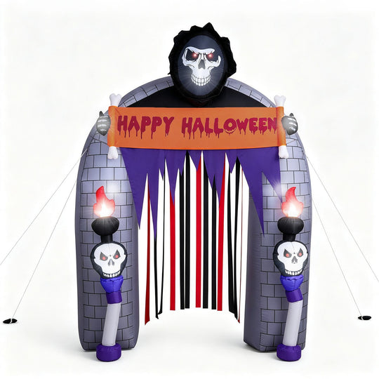 8.5 FT Halloween Haunted Reaper Archway with Built-in LED Lights for Yard Garden Party