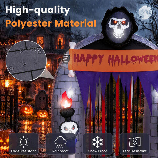 8.5 FT Halloween Haunted Reaper Archway with Built-in LED Lights for Yard Garden Party