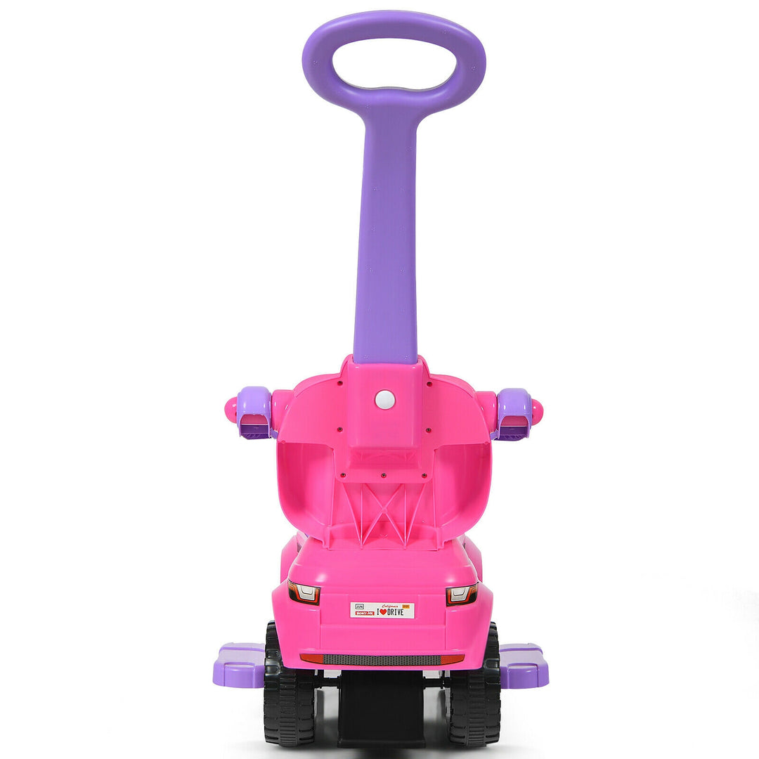 3 in 1 Ride on Push Car Toddler Stroller Sliding Car with Music-Pink
