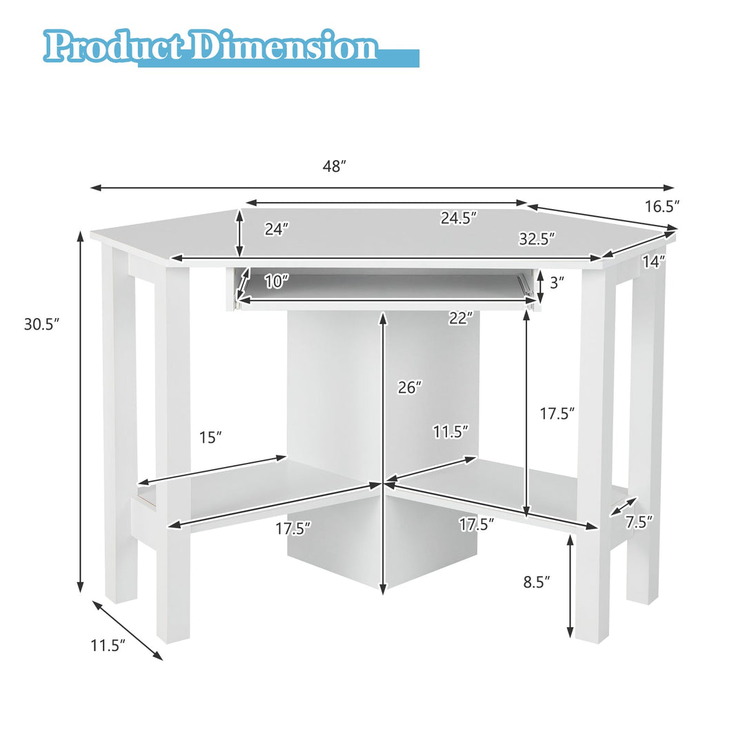 Wooden Study Computer Corner Desk with Drawer