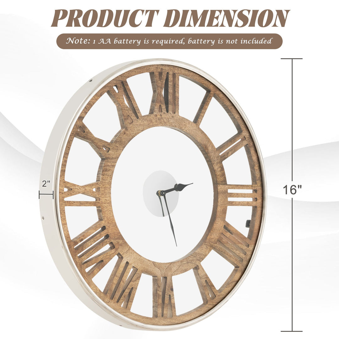 16-20 Inch Silent Wall Clock with Roman Numerals