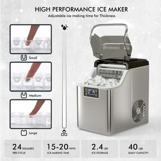 Portable Ice Maker with Scoop & Basket
