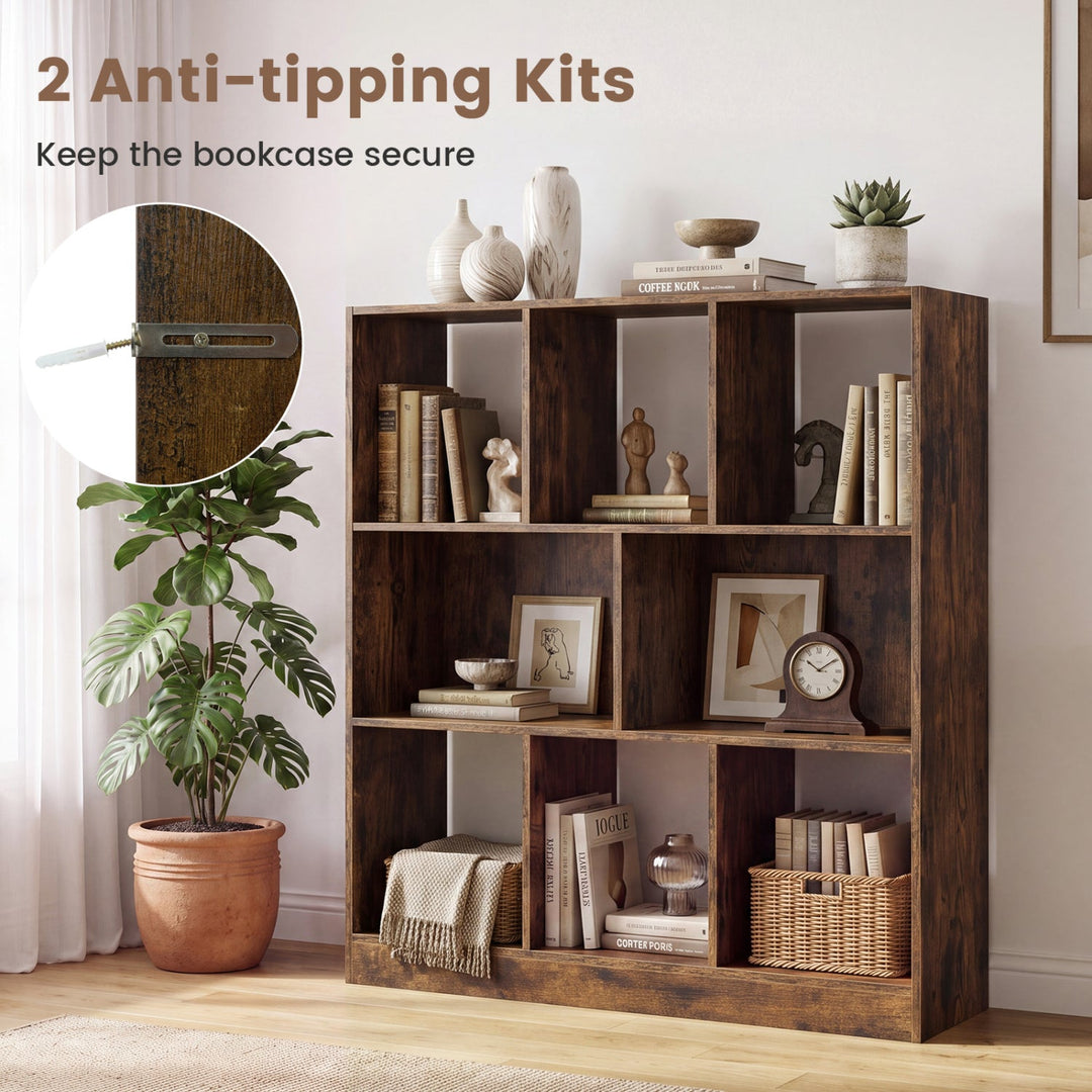 8-Cube Bookcase 3-Tier Storage Organizer with Anti-Tip Kit