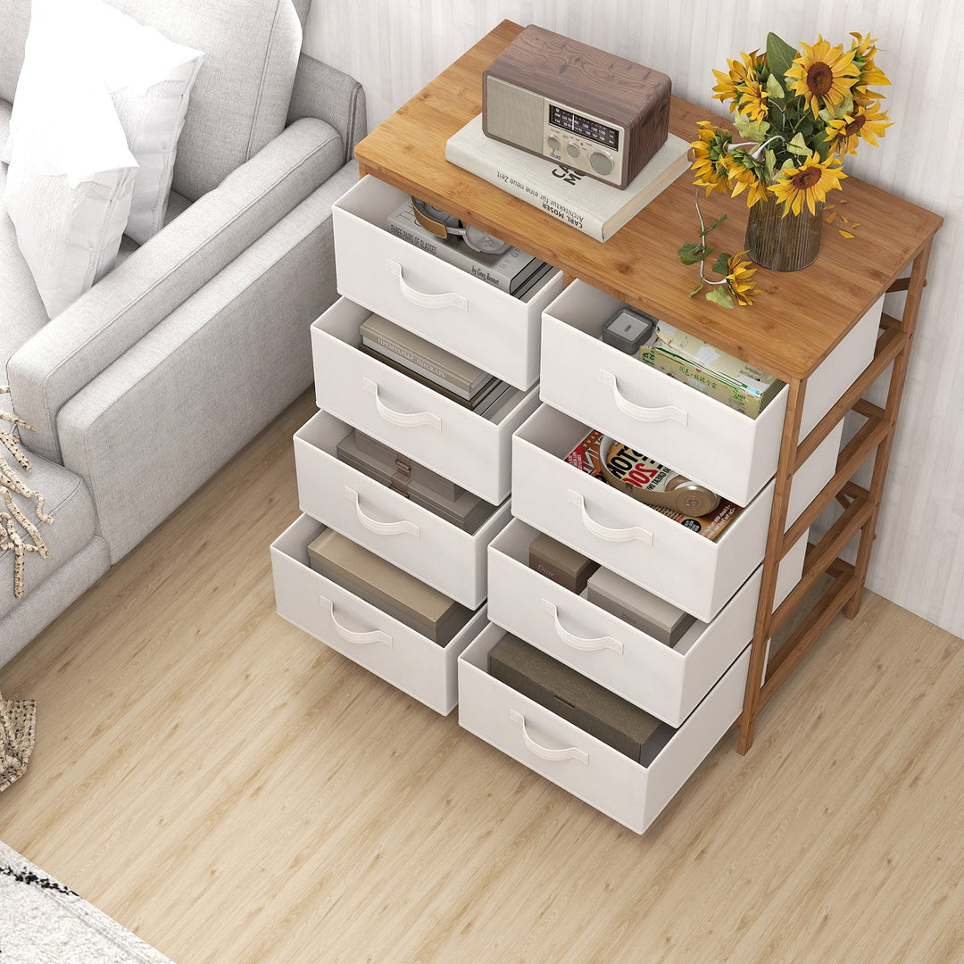 8 Drawers Dresser with Removable Fabric Bins for Bedroom-Beige