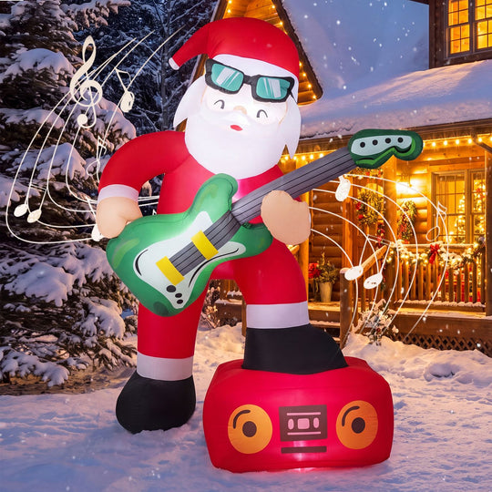 8 FT Christmas Inflatable Decoration Santa Claus Plays Guitar