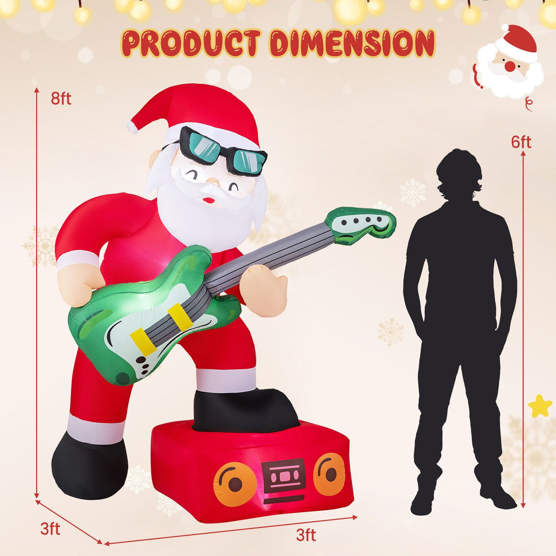 8 FT Christmas Inflatable Decoration Santa Claus Plays Guitar