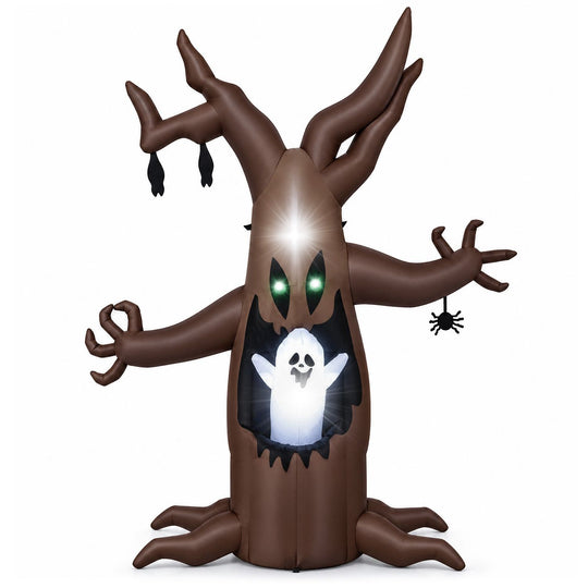 8 FT Halloween Inflatable Tree with Animated Popping Ghost for Holiday