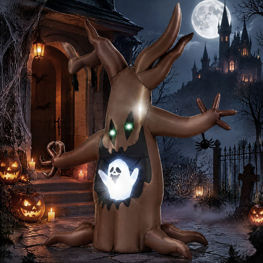 8 FT Halloween Inflatable Tree with Animated Popping Ghost for Holiday