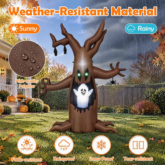 8 FT Halloween Inflatable Tree with Animated Popping Ghost for Holiday