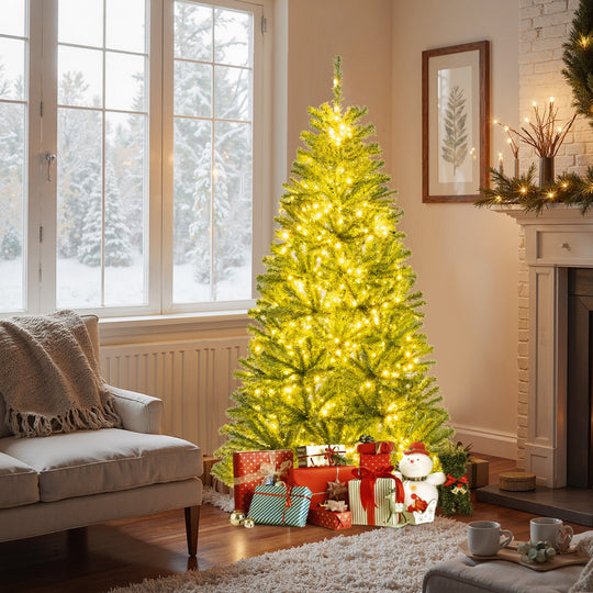 6/7/8 FT Pre-Lit Artificial Christmas Tree with Remote Control and LED Lights