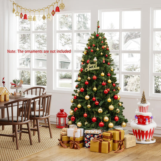 6/7/8 FT Pre-Lit Artificial Christmas Tree with Remote Control and LED Lights