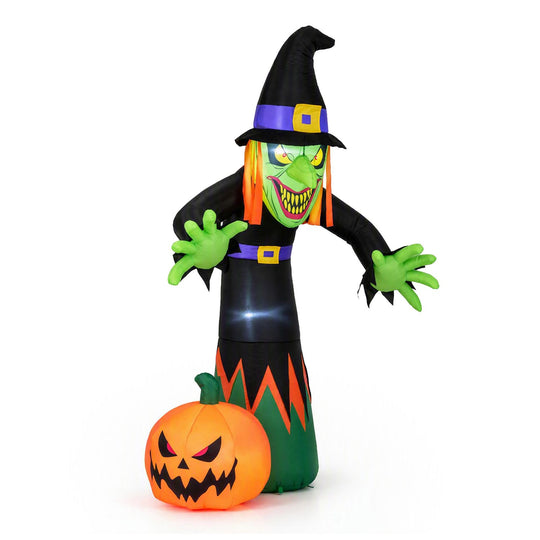 8 FT Halloween Inflatable Witch and Pumpkin with Built-in LED Lights for Holiday