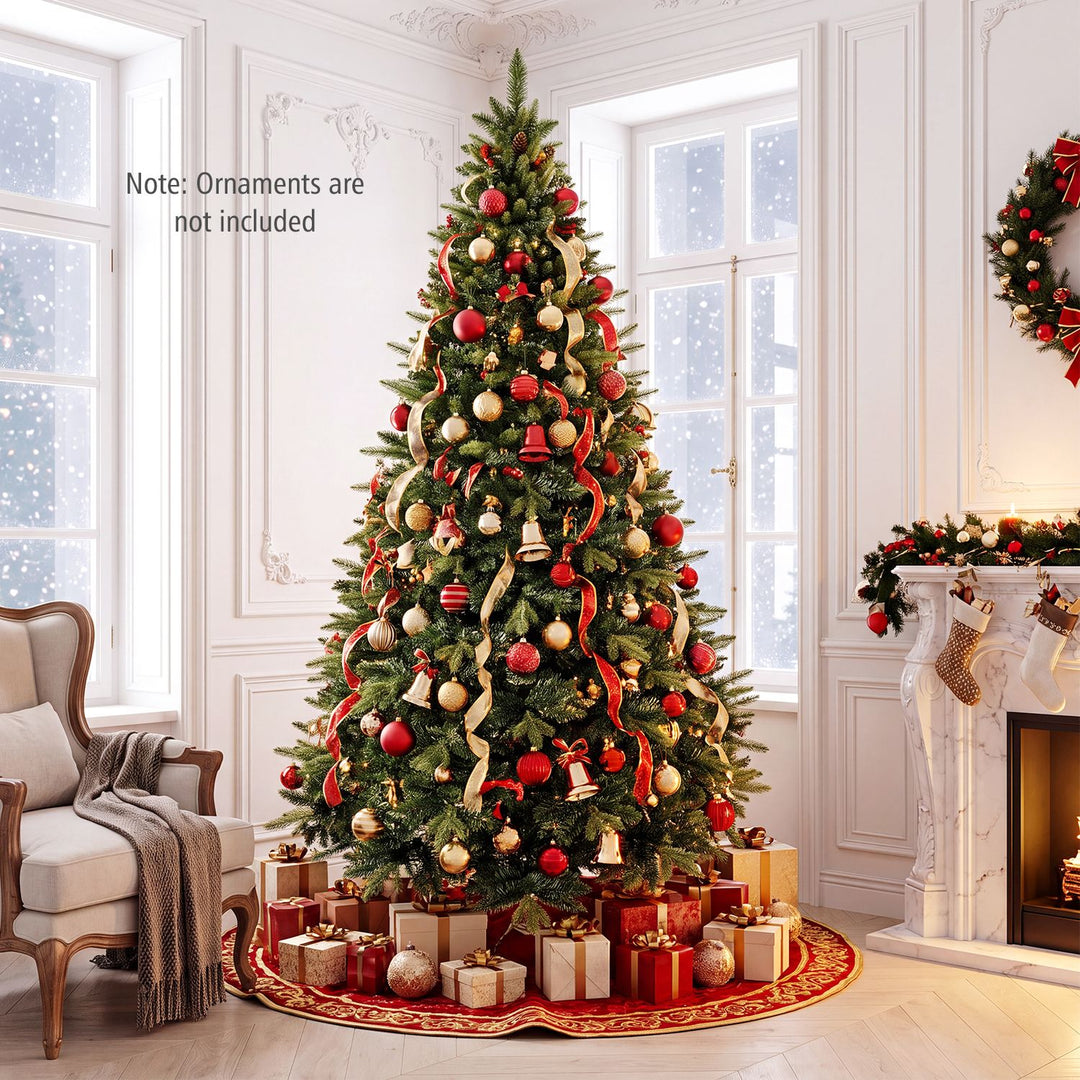 8 FT Artificial Christmas Tree with 1450 Full Branch Tips and Folding Metal Stand