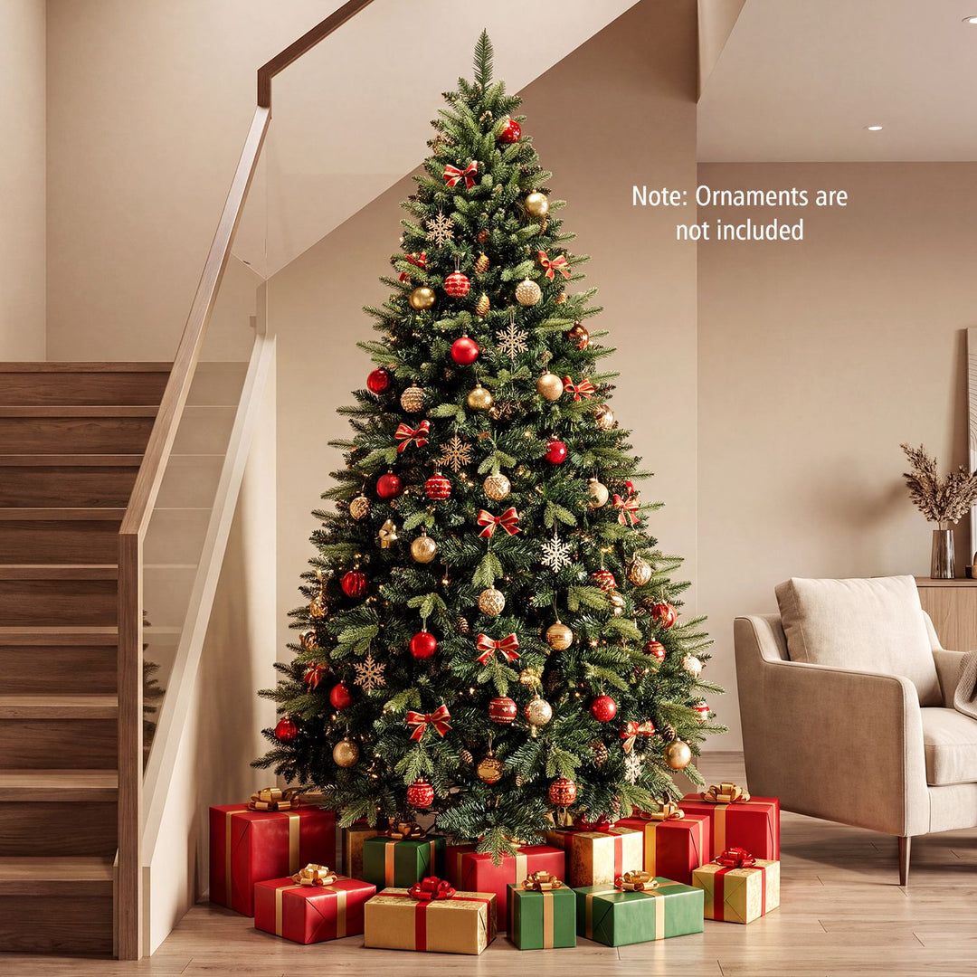 8 FT Artificial Christmas Tree with 1450 Full Branch Tips and Folding Metal Stand