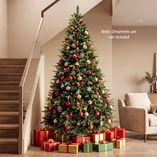 8 FT Artificial Christmas Tree with 1450 Full Branch Tips and Folding Metal Stand