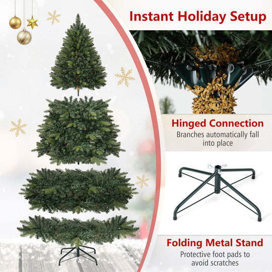 8 FT Artificial Christmas Tree with 1450 Full Branch Tips and Folding Metal Stand