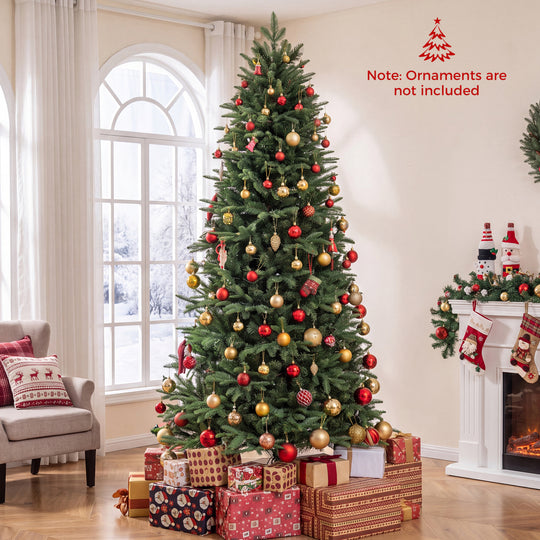 8 FT Pre-Lit Artificial Christmas Tree with Globe LED Lights