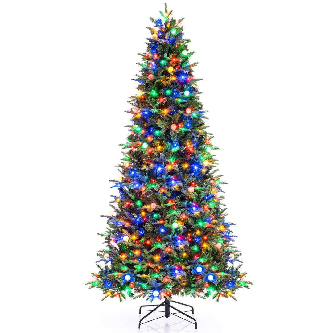 8 FT Pre-Lit Artificial Christmas Tree with Globe LED Lights